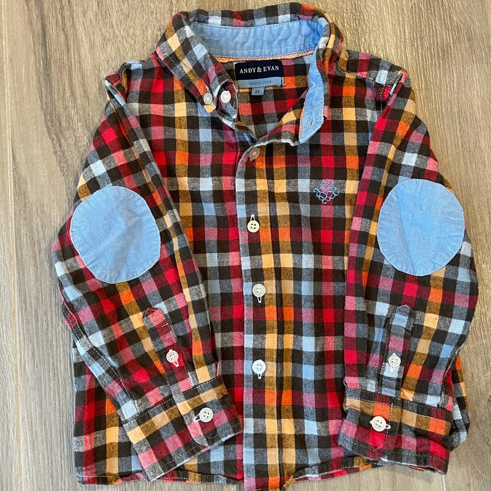 Andy & Evan flannel corduroy elbows  EUC 2T